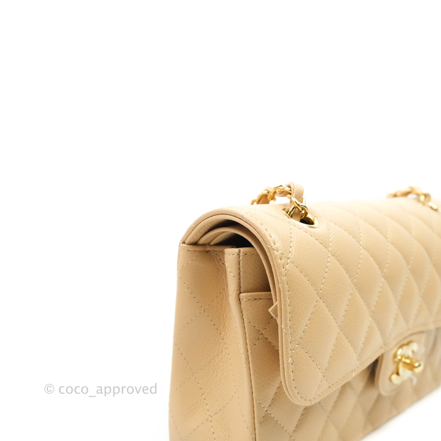Chanel Classic Small S/M Flap Beige Caviar Gold Hardware