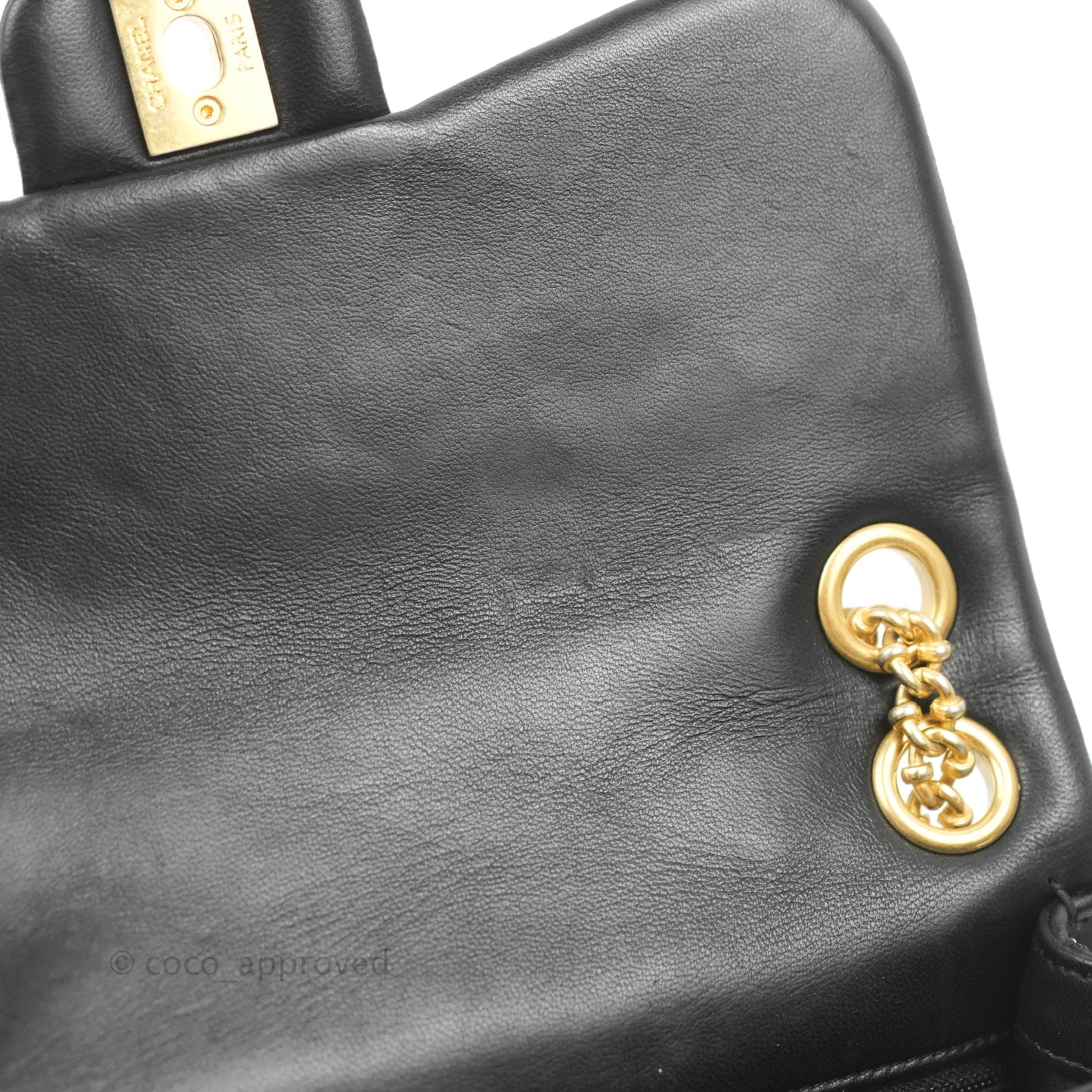 Chanel Quilted Stitched Flap Bag Lambskin Black Aged Gold Hardware 15A