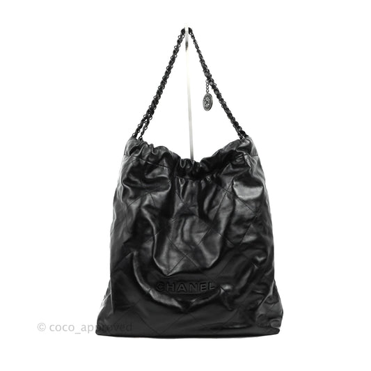 Chanel 22 Bag Black Calfskin So Black Hardware