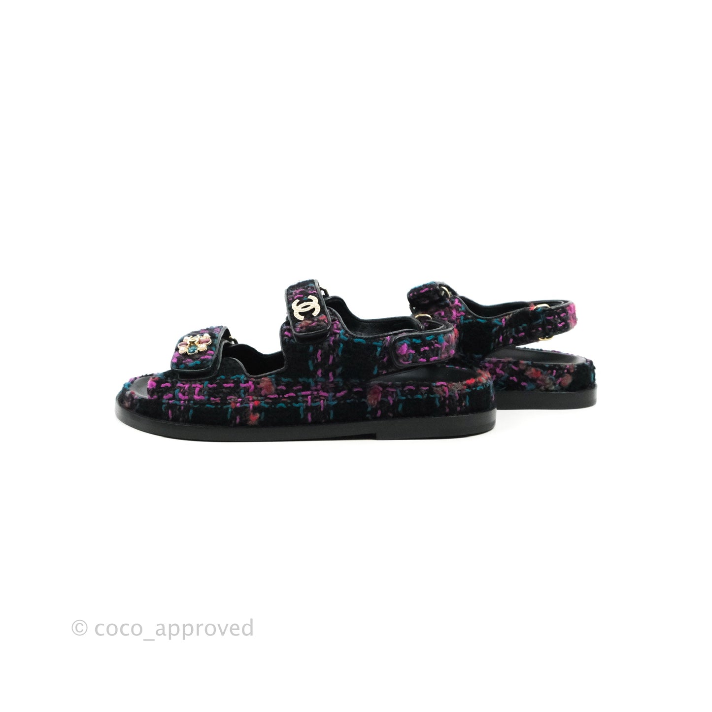 Chanel Dad Sandals Tweed Size 36