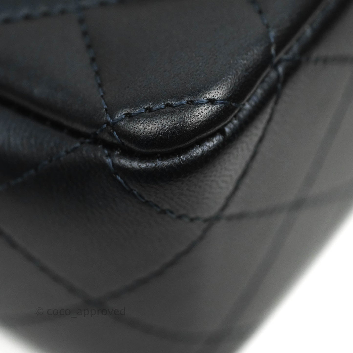 Chanel Quilted Mini Rectangular Lambskin Dark Navy Silver Hardware