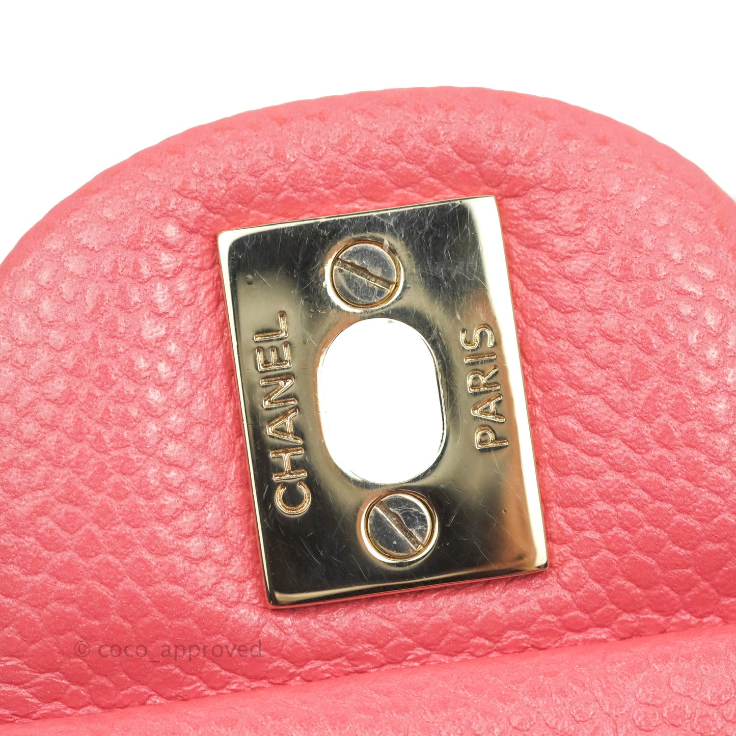 Chanel Quilted Mini Rectangular Flap Pearly Pink Caviar Gold Hardware 18S