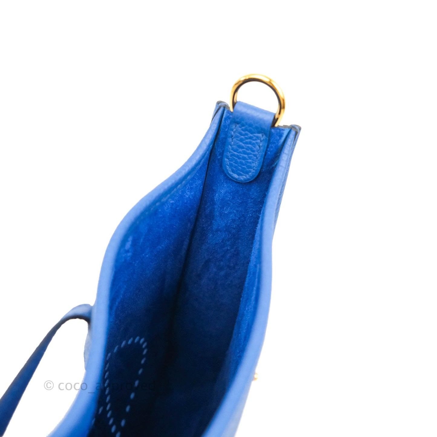 Hermès Clemence Mini Evelyne Blue Hydra Gold Hardware