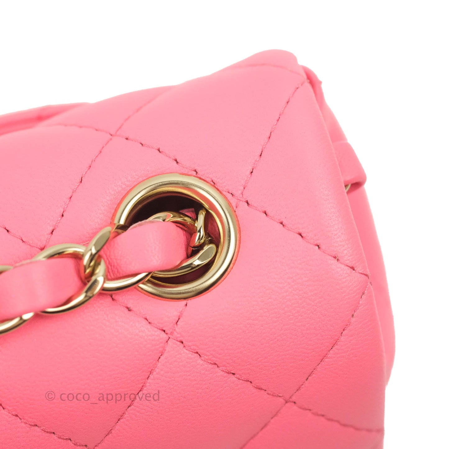 Chanel Quilted Mini Rectangular Flap Pink Lambskin Gold Hardware