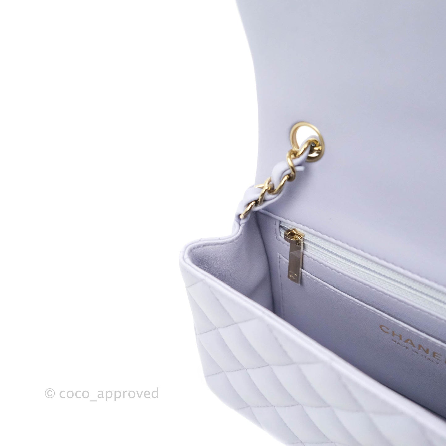 Chanel Quilted Mini Rectangular Lilac Lambskin Gold Hardware 21K