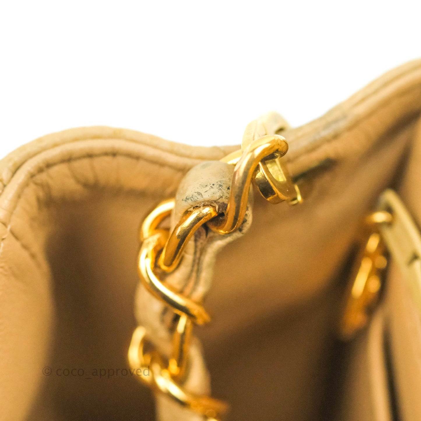 Chanel Vintage Quilted Mini Square Dark Beige Caviar 24K Gold Hardware