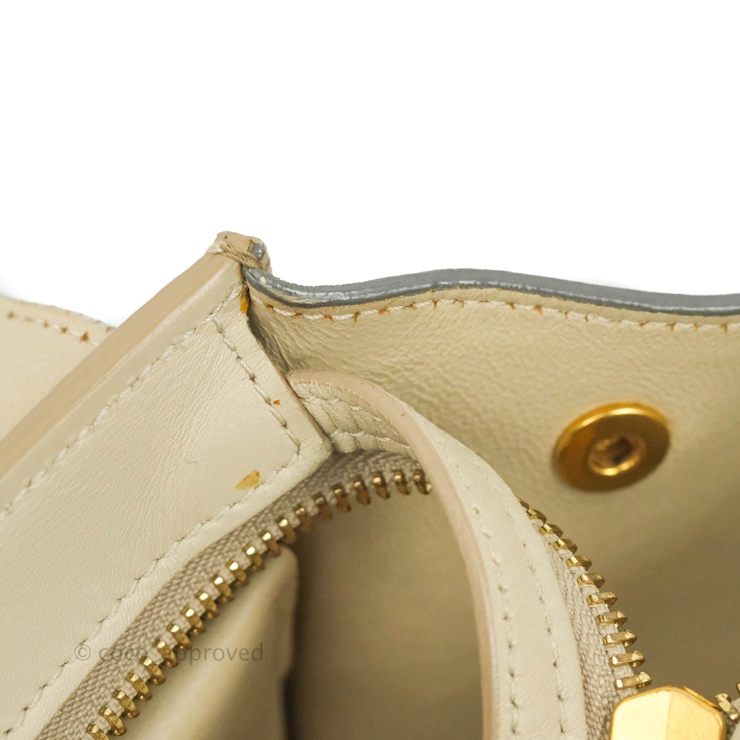 Celine Small Sleek Calfskin Tri-Color Trapeze Ivory
