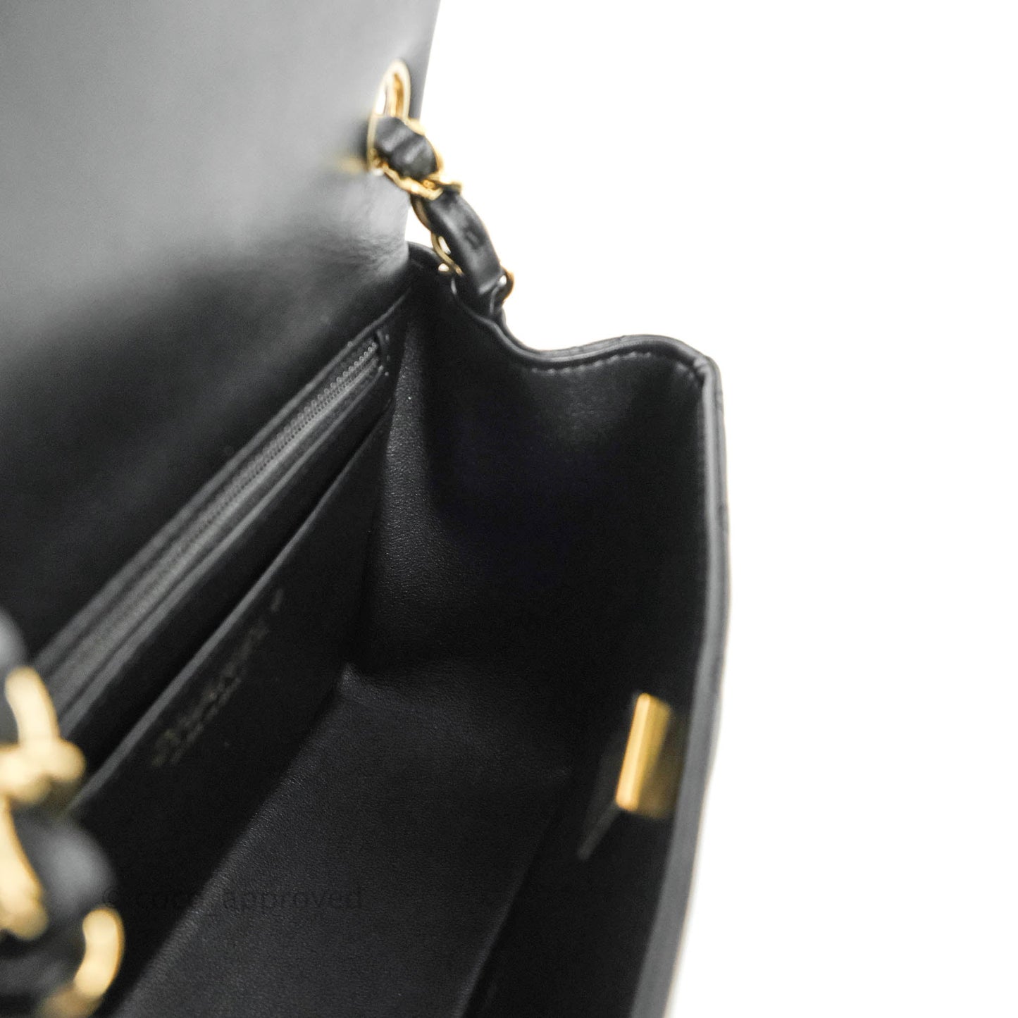 Chanel Quilted Mini Square Black Lambskin Gold Hardware
