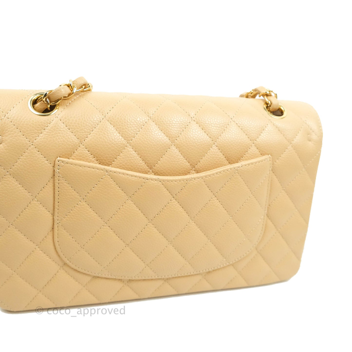 Chanel Quilted Classic M/L Medium Flap Beige Caviar Gold Hardware