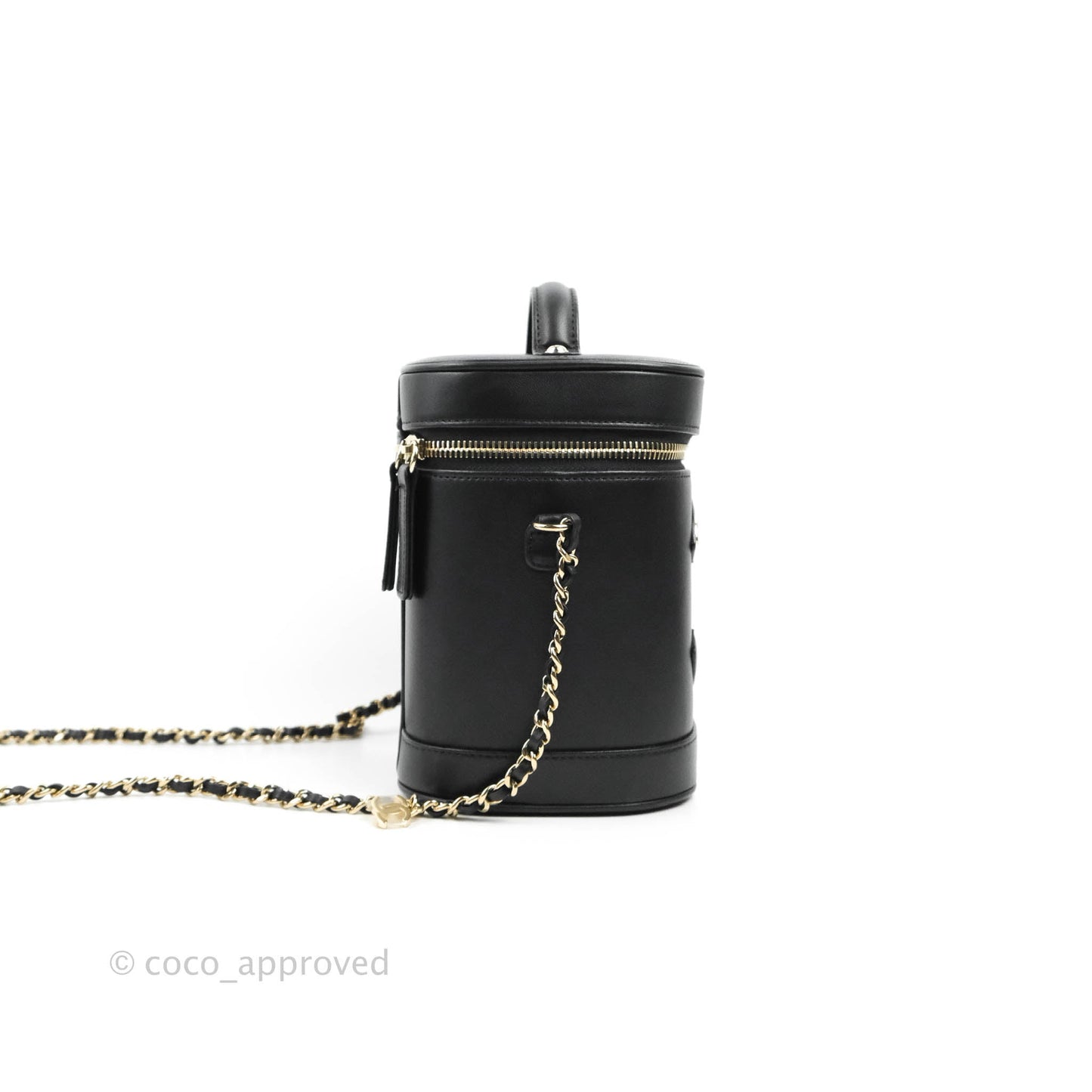 Chanel CC Mania Vanity Case Black Lambskin Gold Hardware