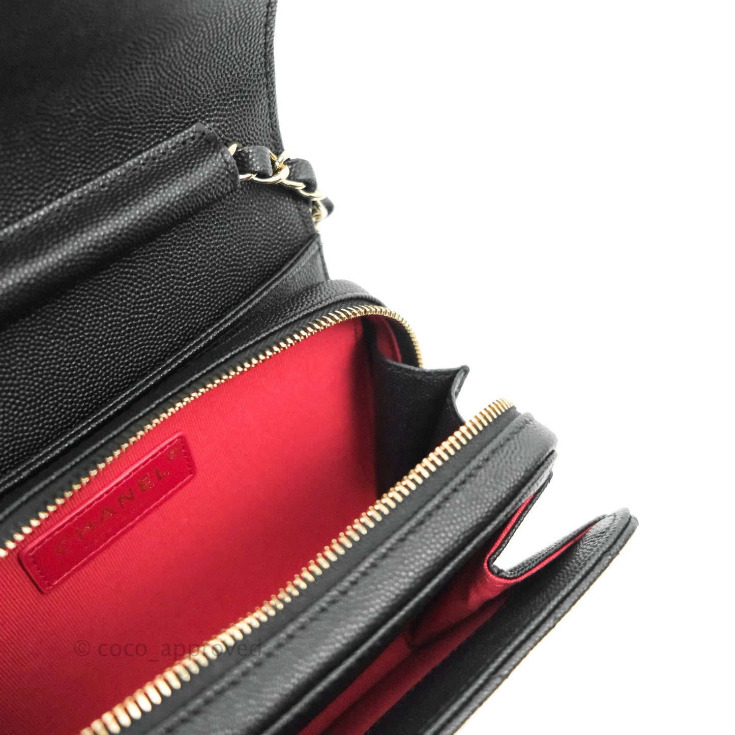 Chanel Quilted Small Like The Wallet Flap Black Caviar Light Gold Hardware 22C
