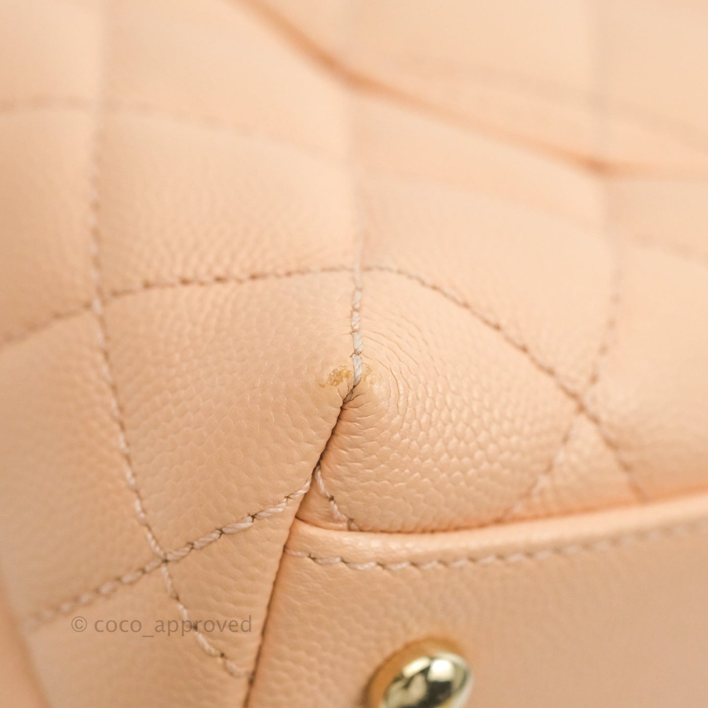Chanel Small Coco Handle Quilted Peach Clair Caviar Gold Hardware