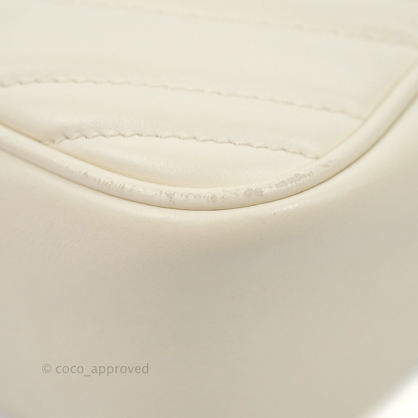 Gucci Small Matelasse GG Marmont Camera Bag White Calfskin Gold Hardware