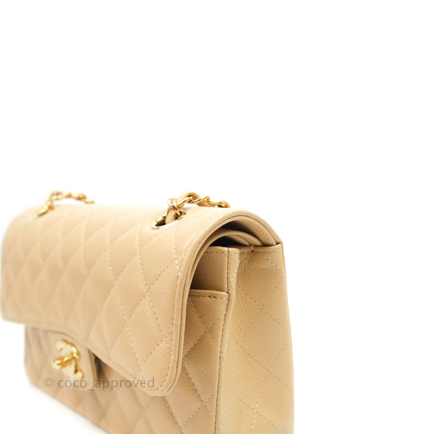 Chanel Classic Small S/M Flap Beige Caviar Gold Hardware