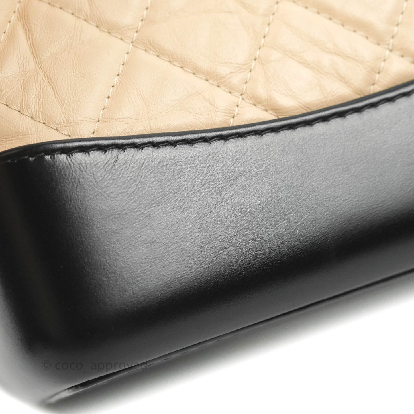 Chanel Small Gabrielle Backpack Beige Black Aged Calfskin