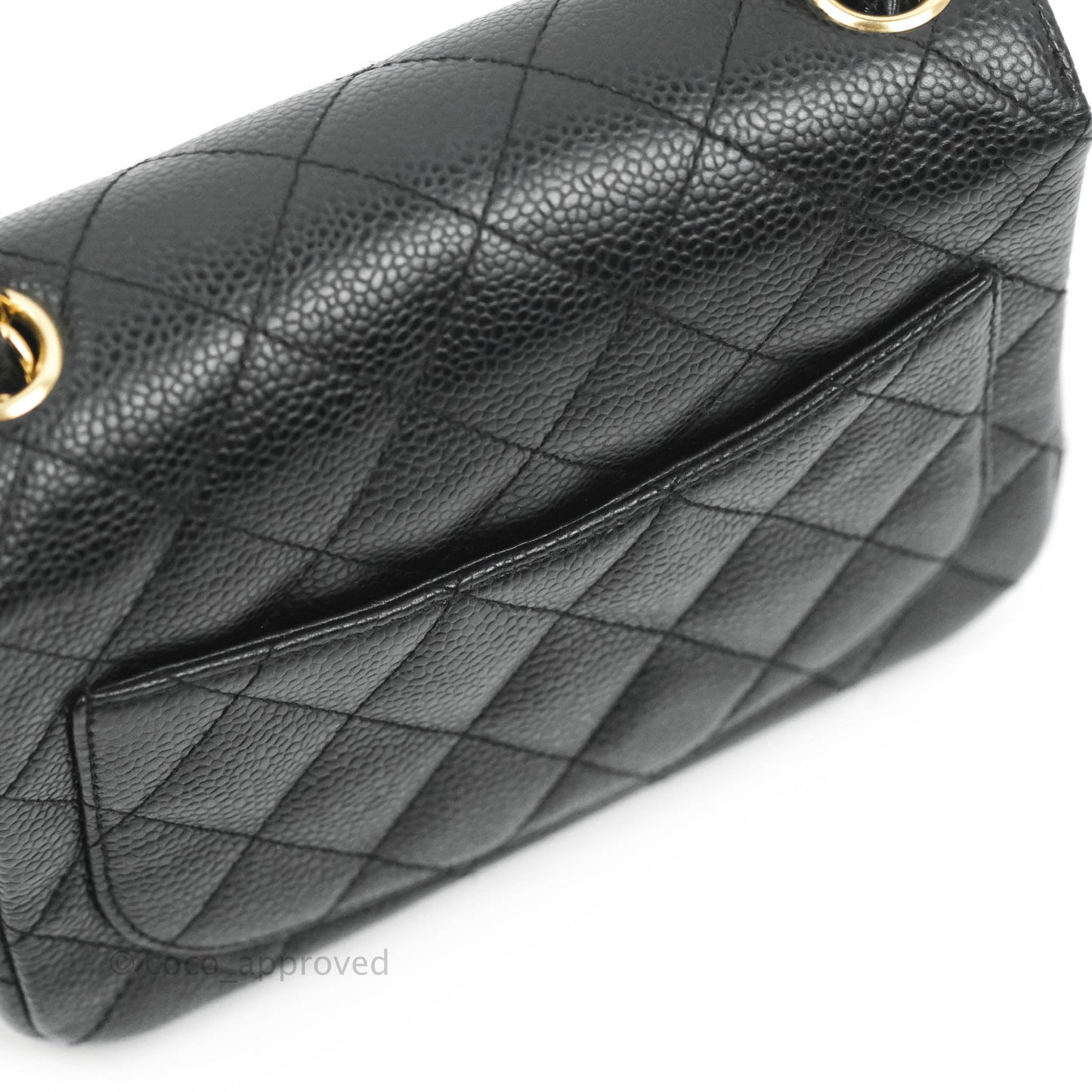 Chanel Quilted Mini Square Flap Bag Black Caviar 24K Gold Hardware