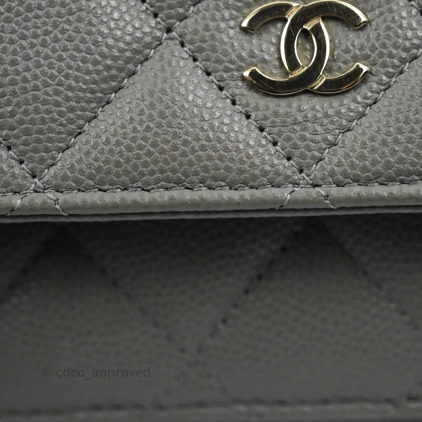 Chanel Quilted Classic Wallet on Chain WOC Grey Caviar Gold Hardware