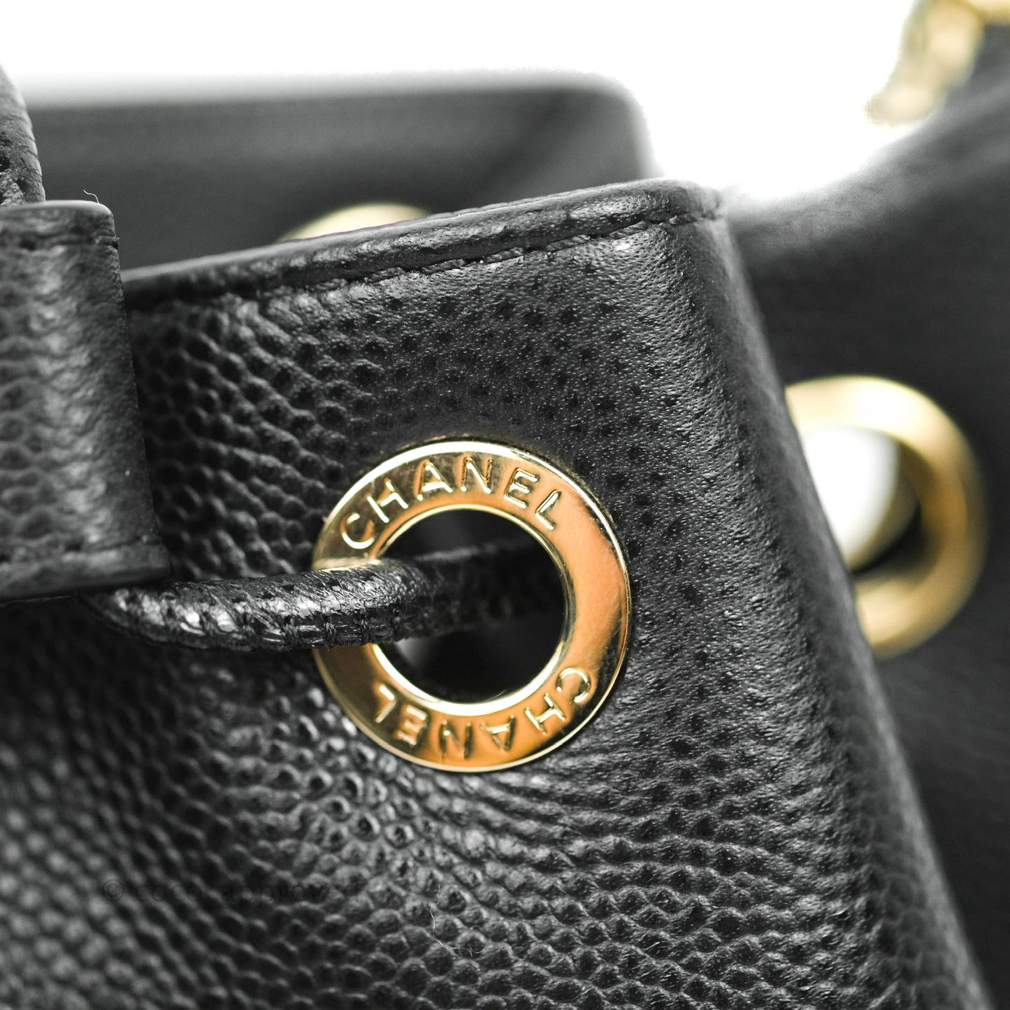 Chanel Business Affinity Drawstring Bucket Bag Black Caviar Gold Hardware 21P