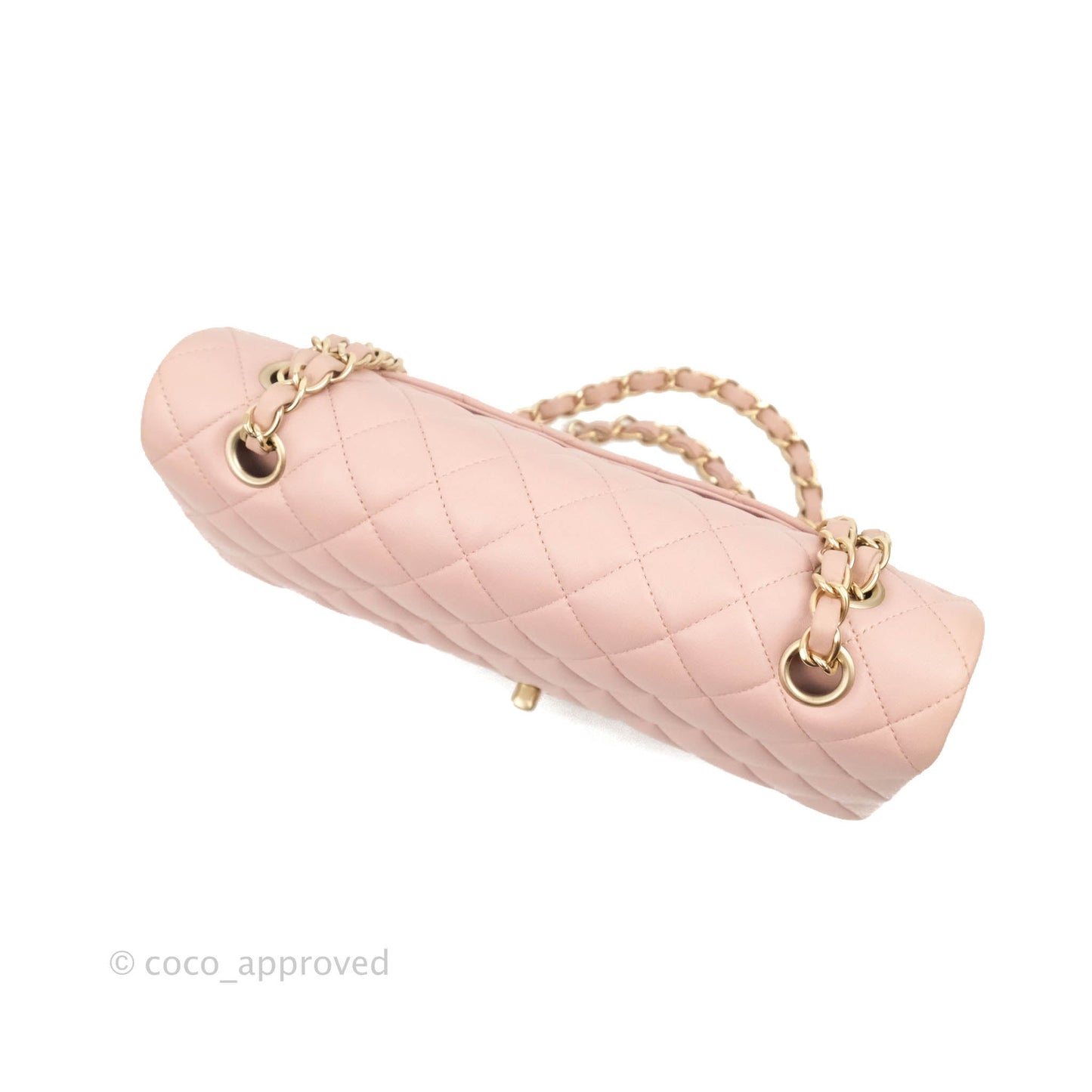 Chanel Classic M/L Medium Flap Quilted Light Pink Lambskin Matte Gold Hardware