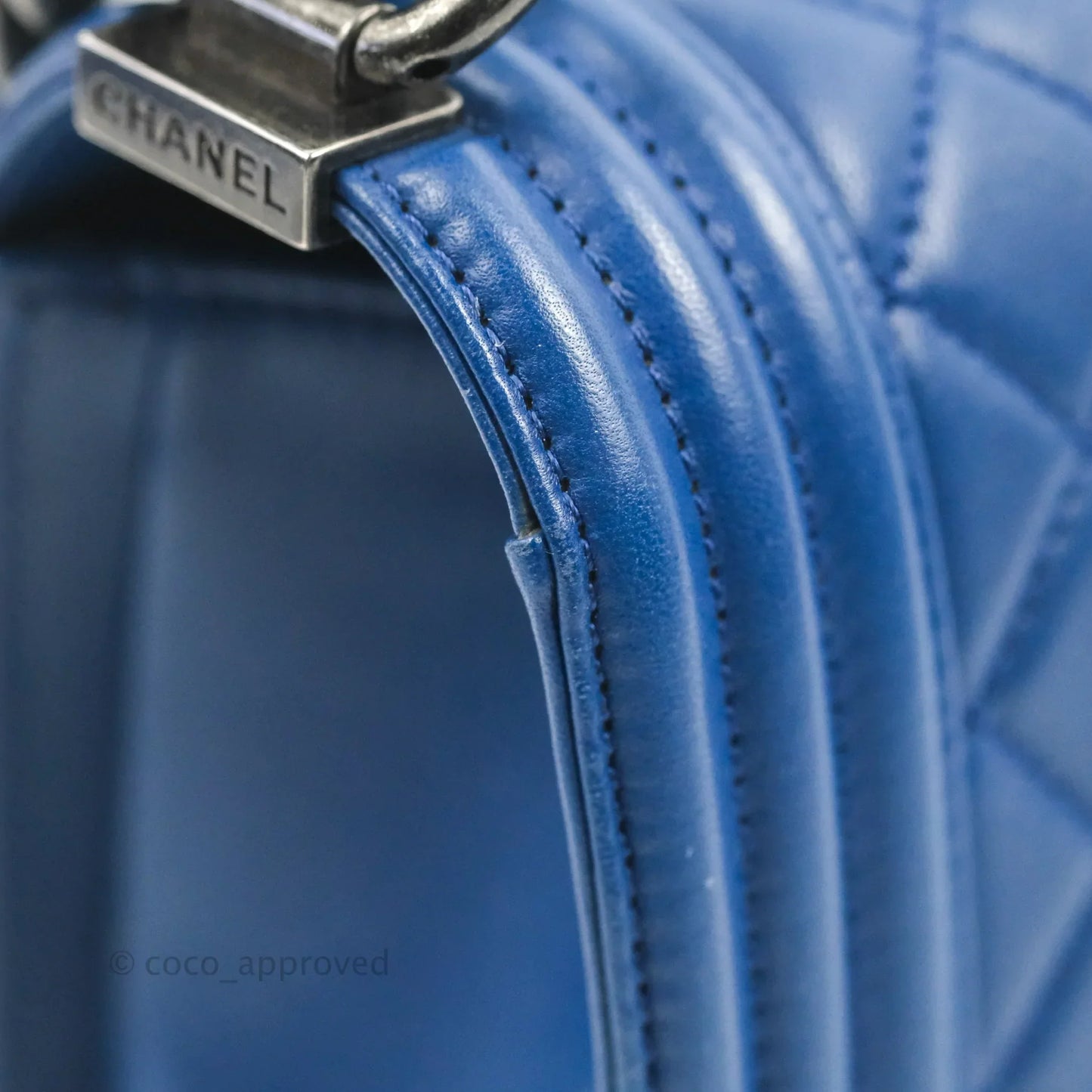 Chanel Quilted Medium Boy Blue Calfskin Ruthenium Hardware