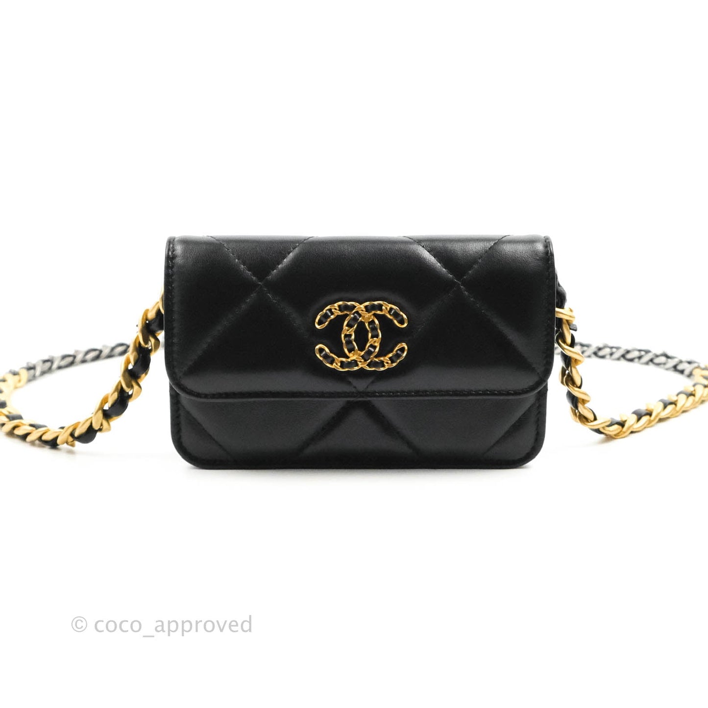 Chanel 19 Mini Clutch with Chain Black Lambskin Mixed Hardware