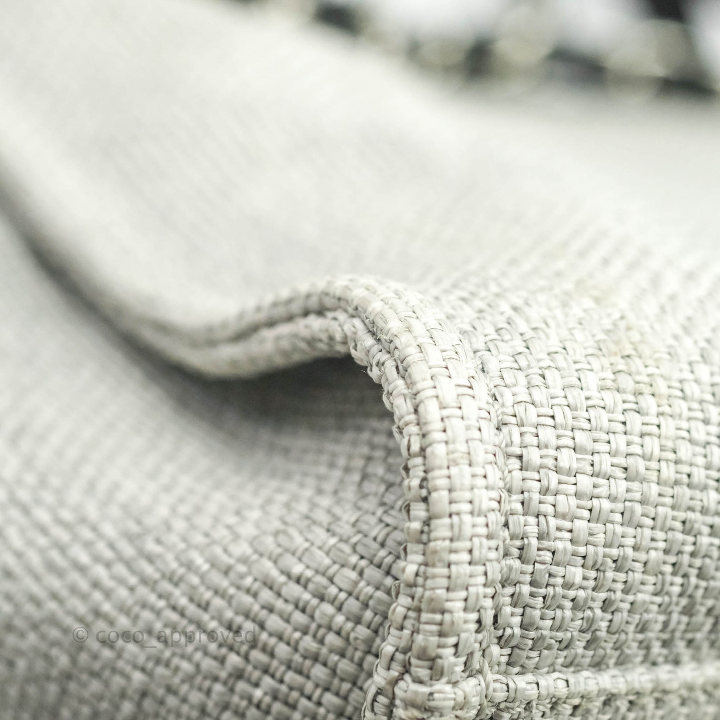 Chanel Large Deauville Light Grey Canvas Silver Hardware
