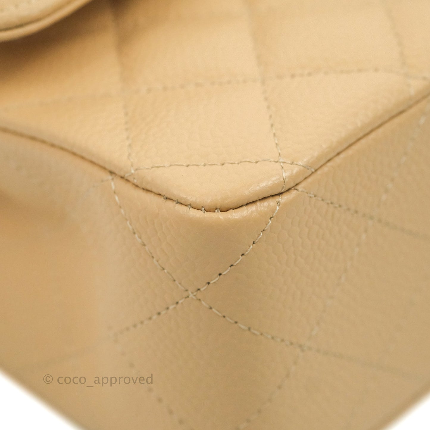 Chanel Classic M/L Medium Flap Quilted Beige Caviar Gold Hardware