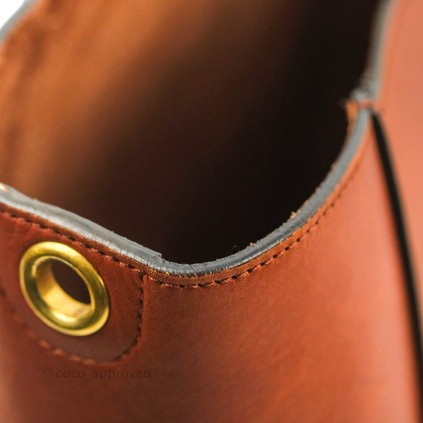 Celine Sangle Bucket Bag Calfskin Brick Red Gold Hardware