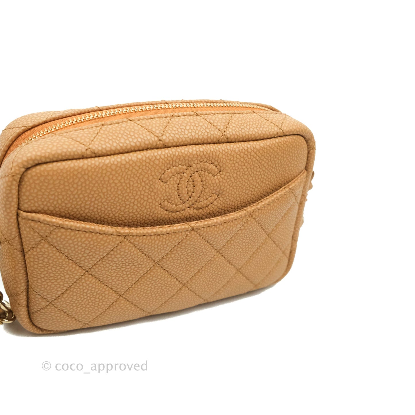 Chanel Camera Bag Caramel Dark Beige Caviar Gold Hardware