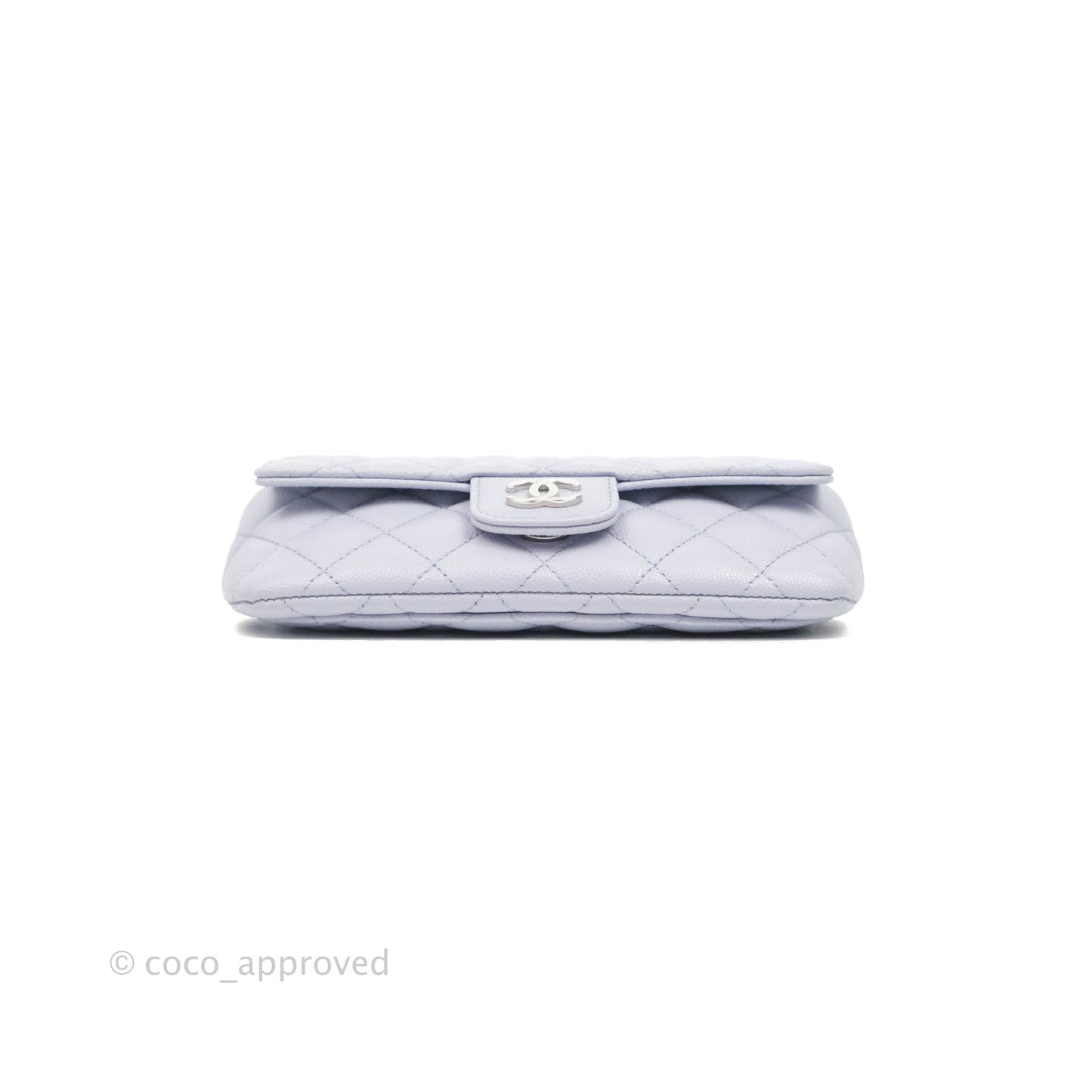 Chanel Quilted Case With Chain Lilac Caviar Silver Hardware