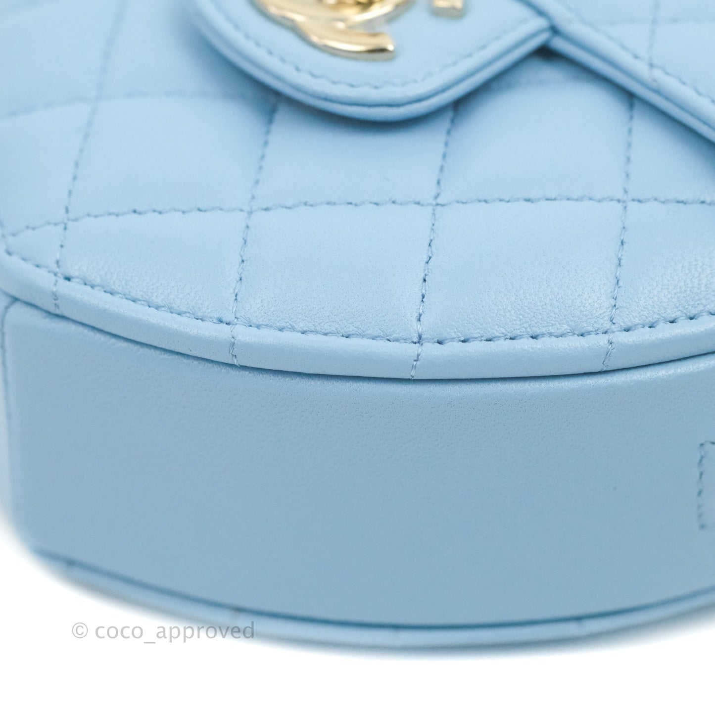 Chanel Small Heart Bag Blue Lambskin Gold Hardware 22S