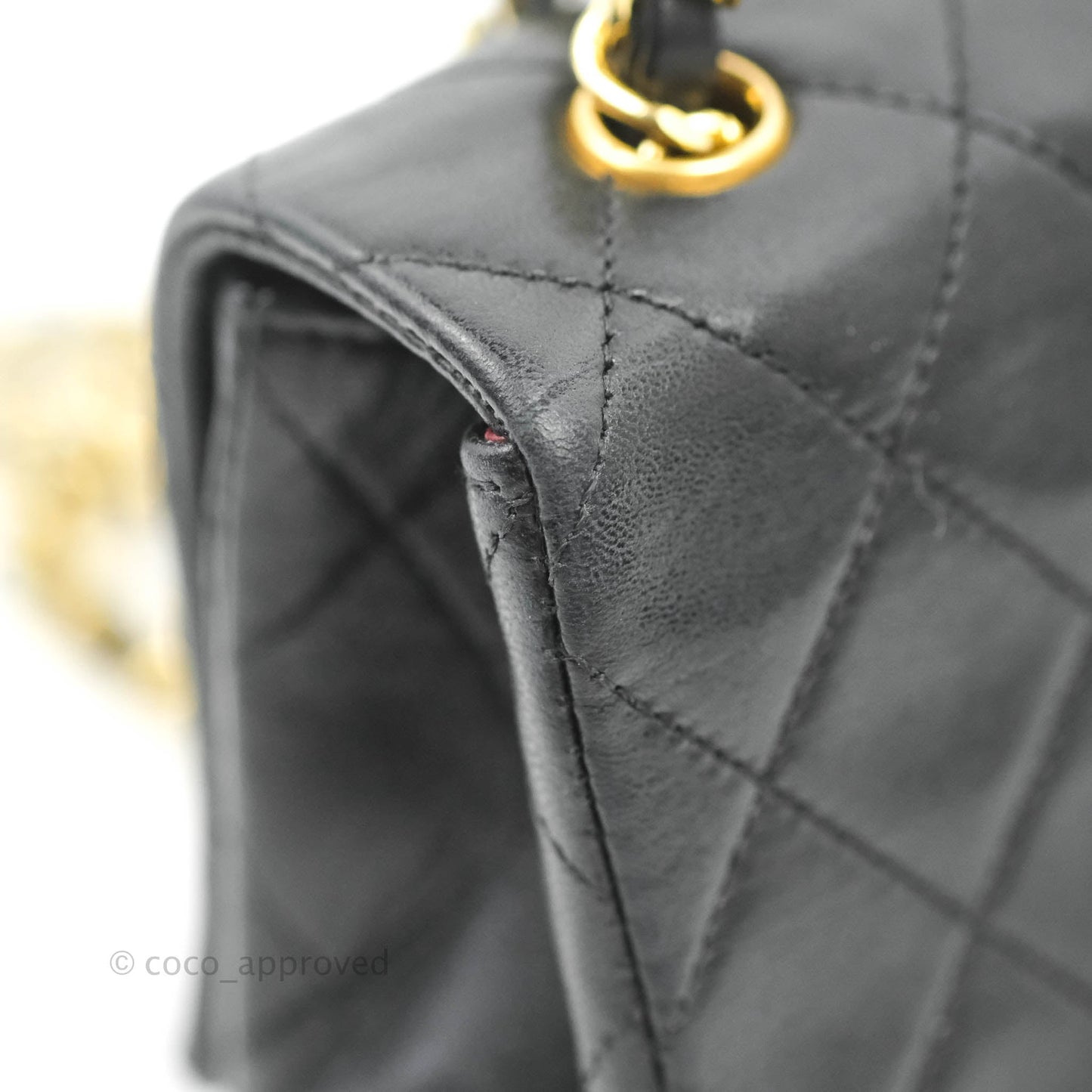 Chanel Vintage Small Single Full Flap Bag Black Lambskin 24K Gold Hardware