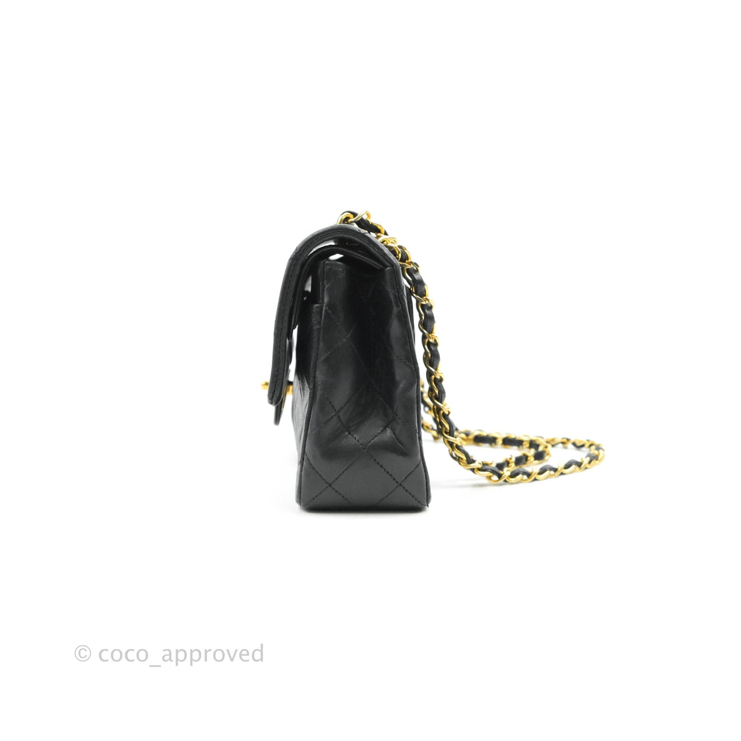 Chanel Vintage Classic Small S/M Flap Black Lambskin 24K Gold Hardware