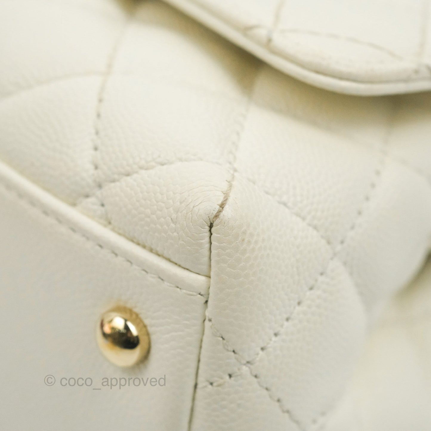 Chanel Mini Coco Handle Quilted Ivory Caviar Gold Hardware