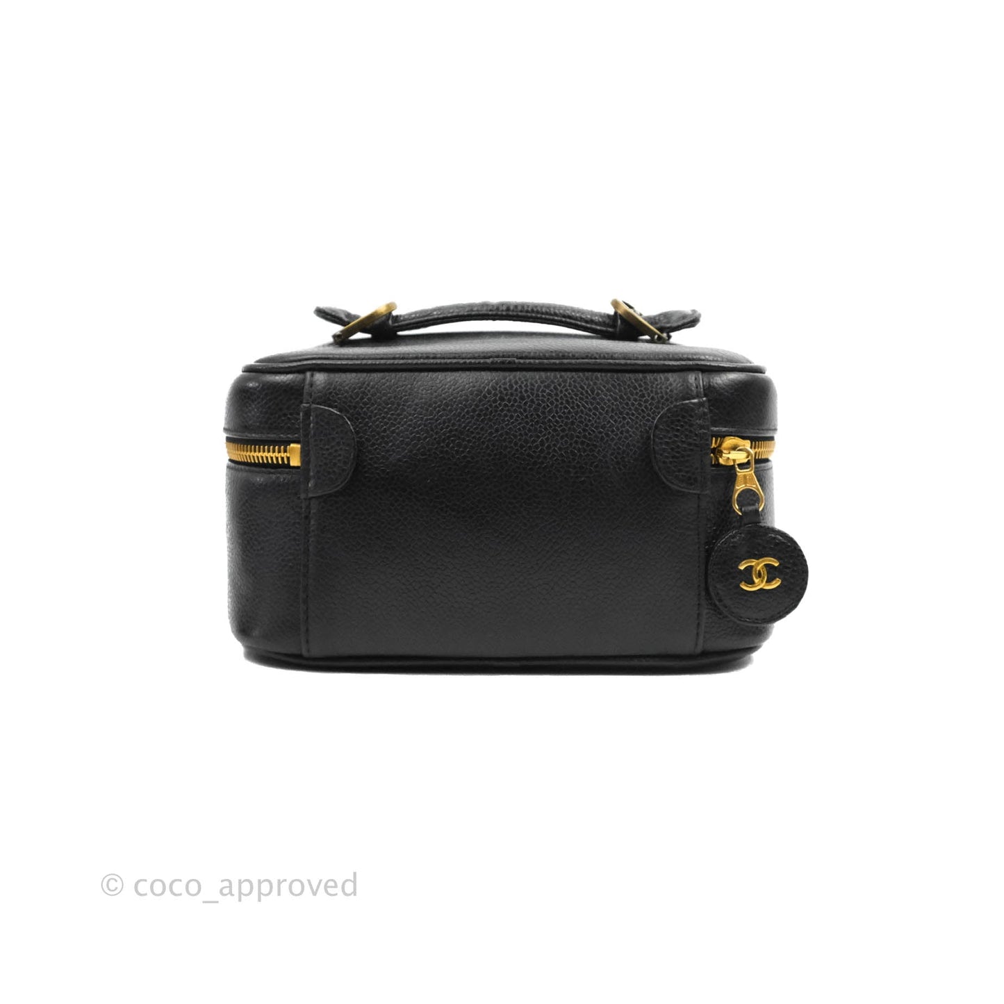 Chanel Vintage Vanity Case Black Caviar Gold Hardware