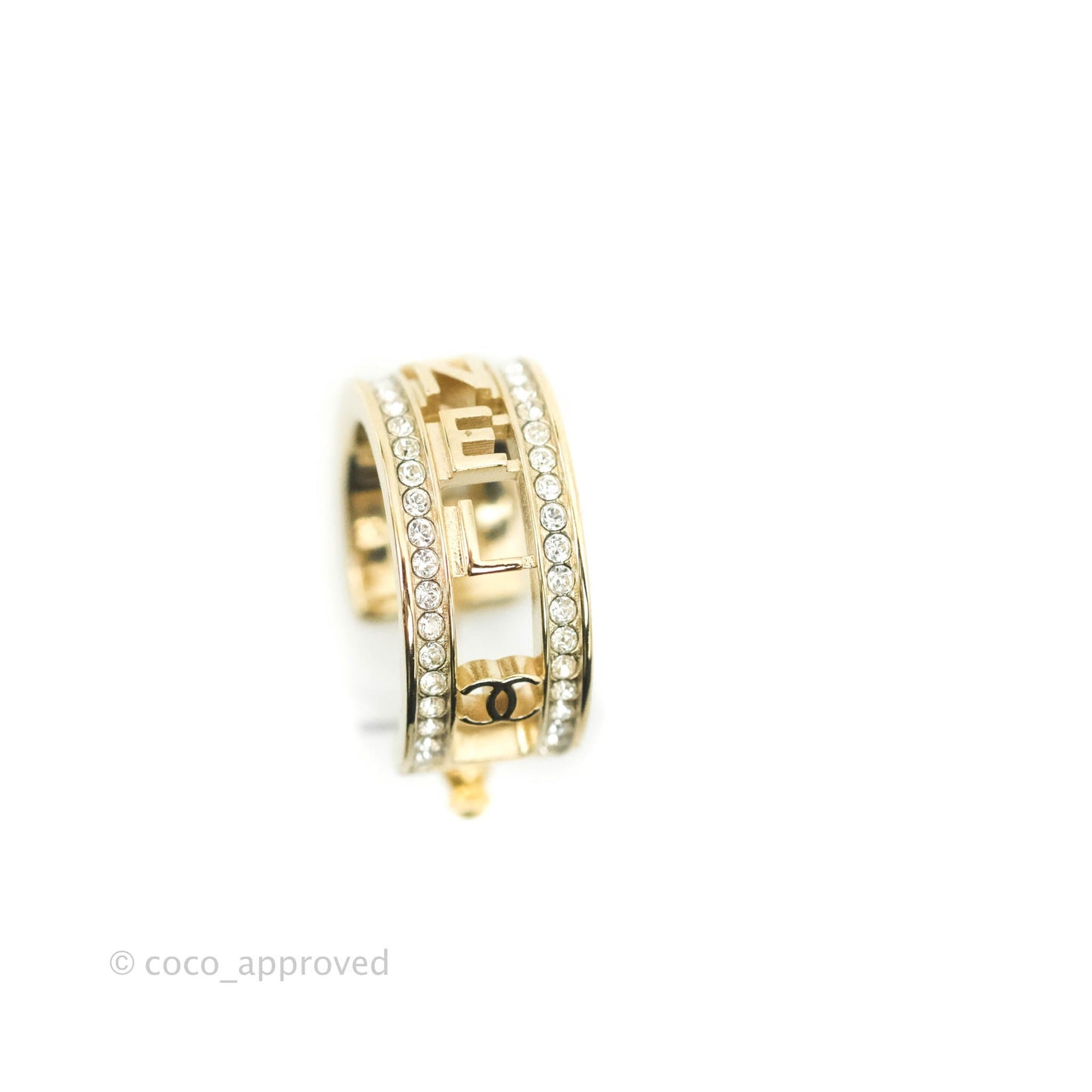 Chanel Crystal Hoop Earrings Gold Hardware 20B