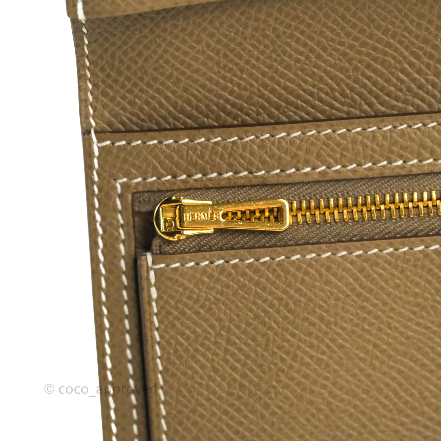 Hermès Bearn Wallet Etoupe Epsom Gold Hardware