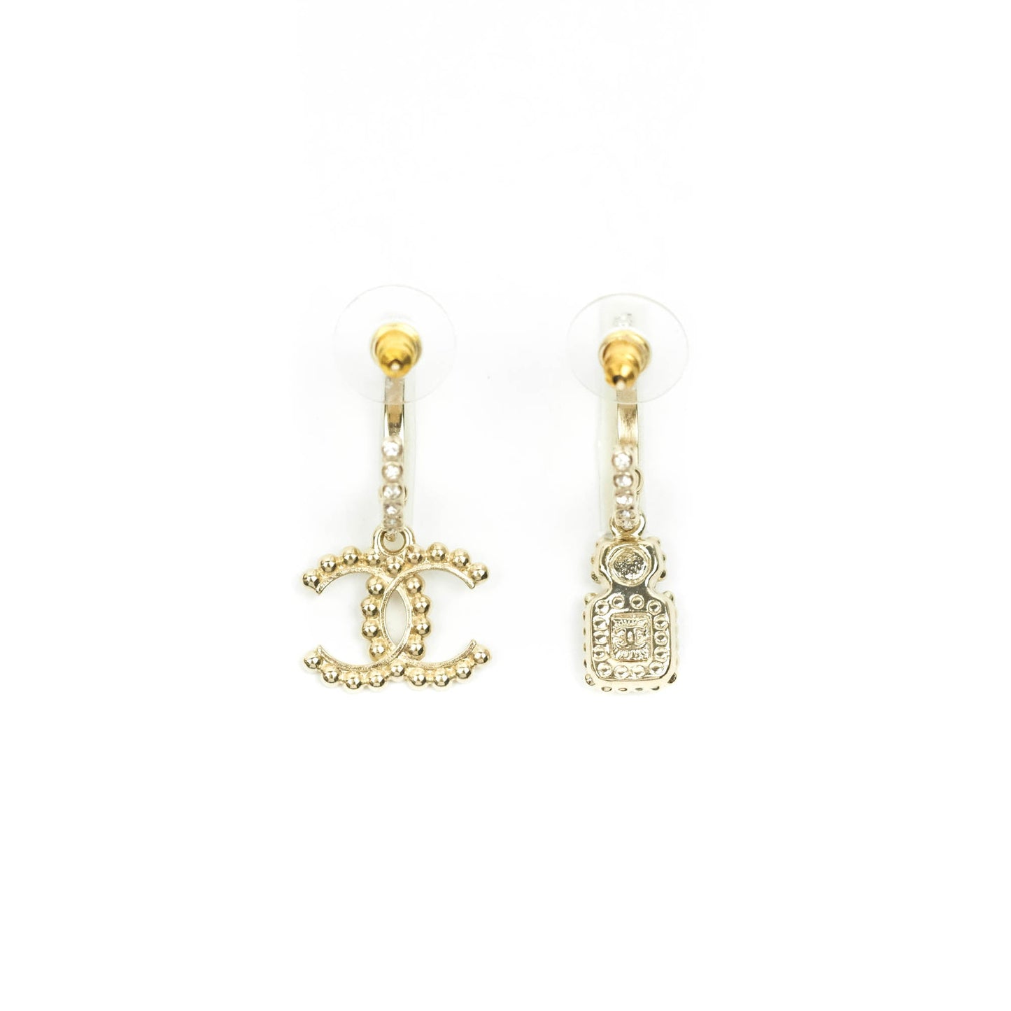 Chanel Crystal CC No.5 Drop Hoop Earrings 21K