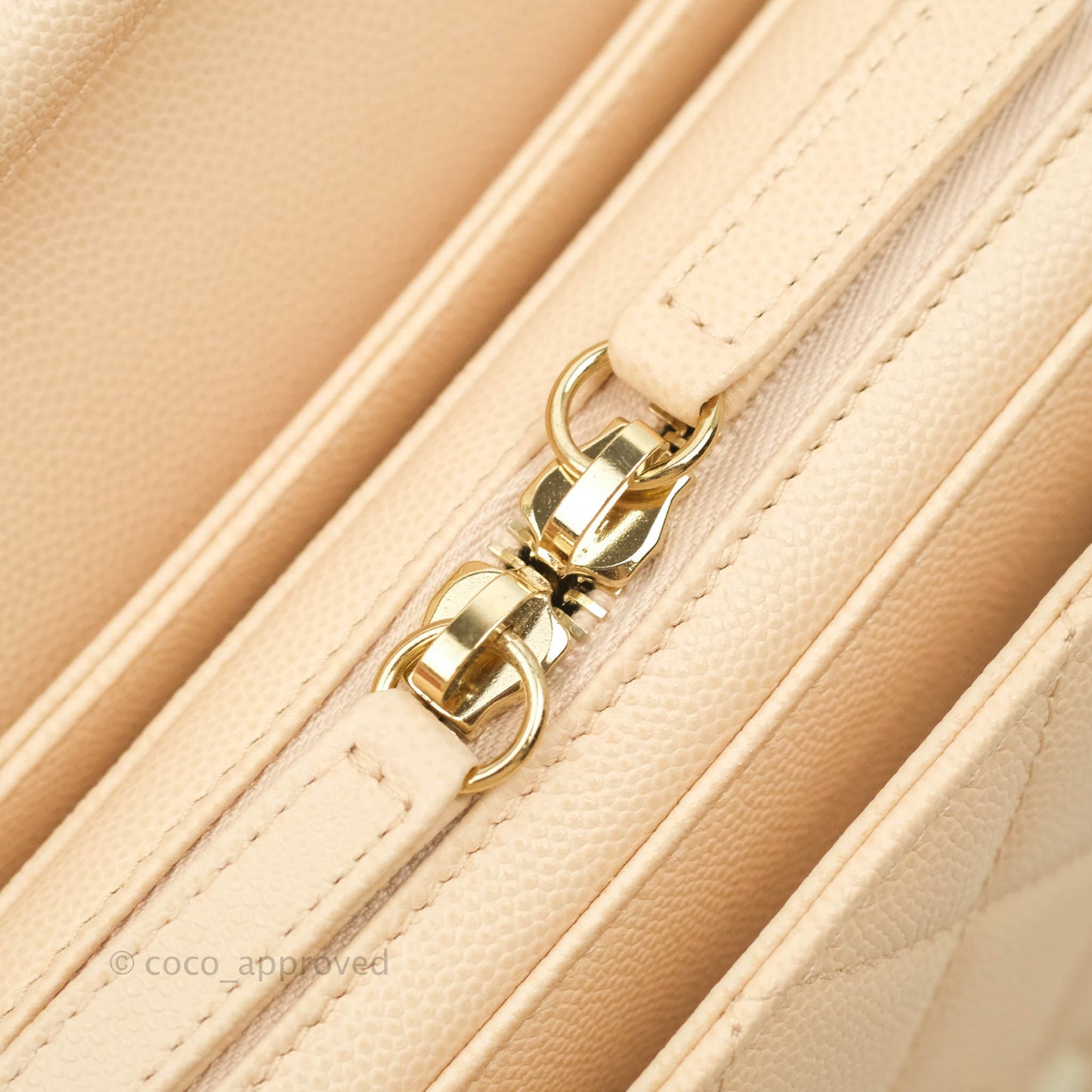 Chanel Quilted Like The Wallet Medium Flap Light Beige Caviar Gold Hardware 22C