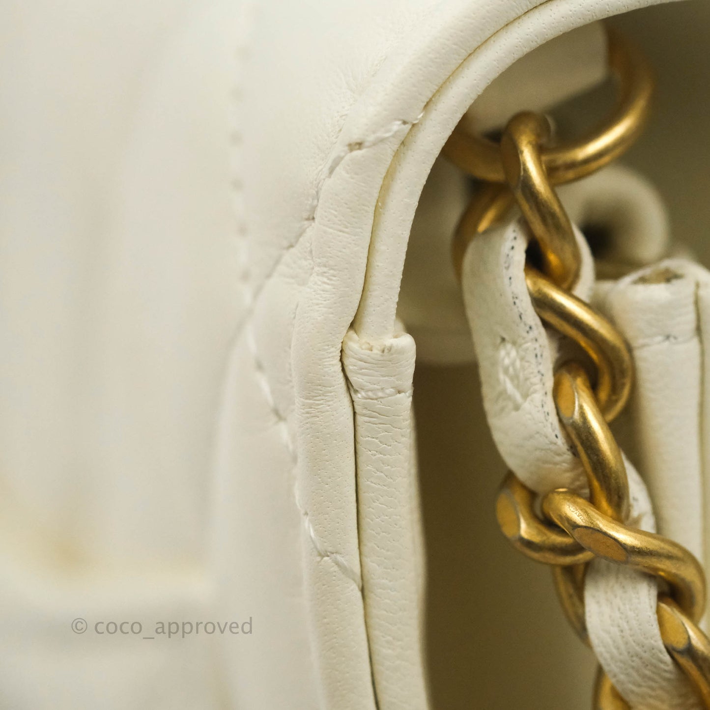 Chanel Quilted Pearl Crush Wallet on Chain WOC White Lambskin Aged Gold Hardware