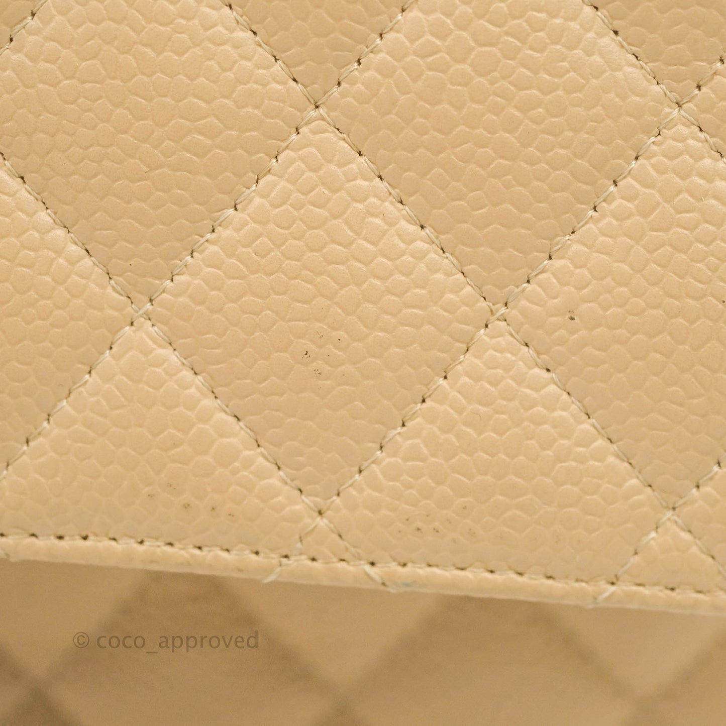 Chanel Classic M/L Medium Flap Quilted Beige Caviar Silver Hardware