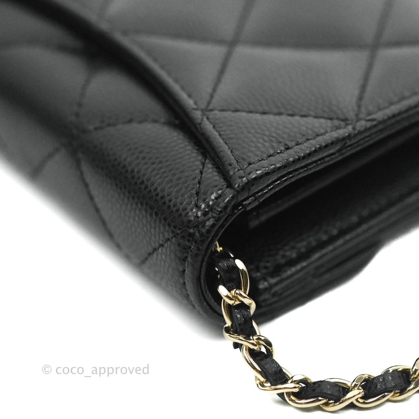 Chanel Mini Wallet With Chain Black Caviar Gold Hardware