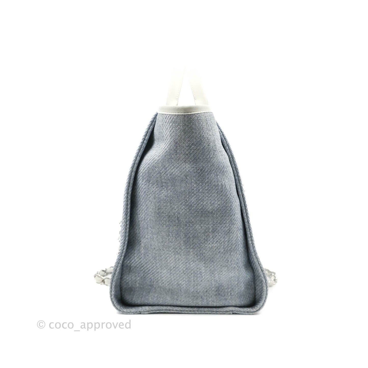 Chanel Large Deauville Light Blue Canvas Silver Hardware