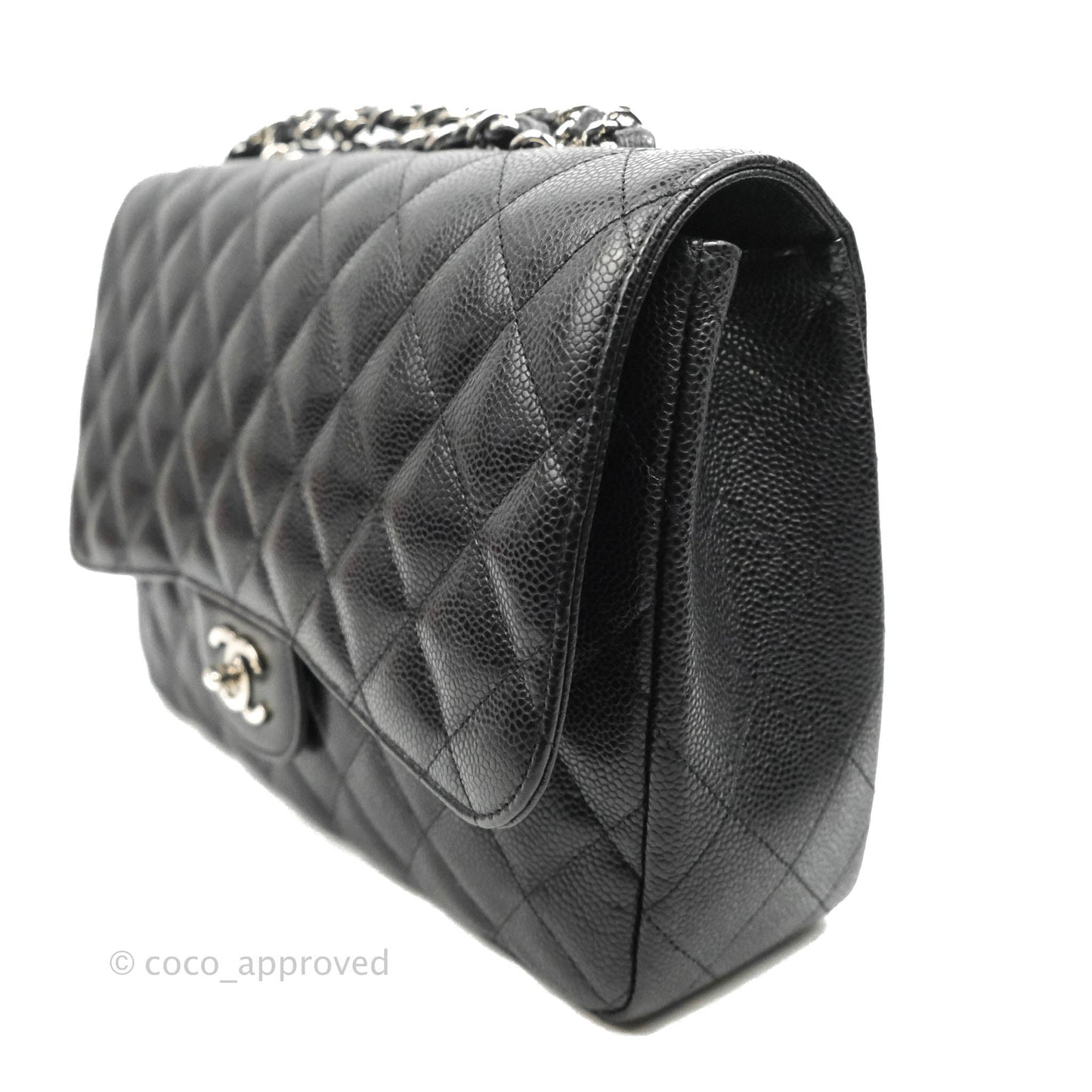 Chanel Jumbo Single Flap Black Caviar Silver Hardware⁣⁣