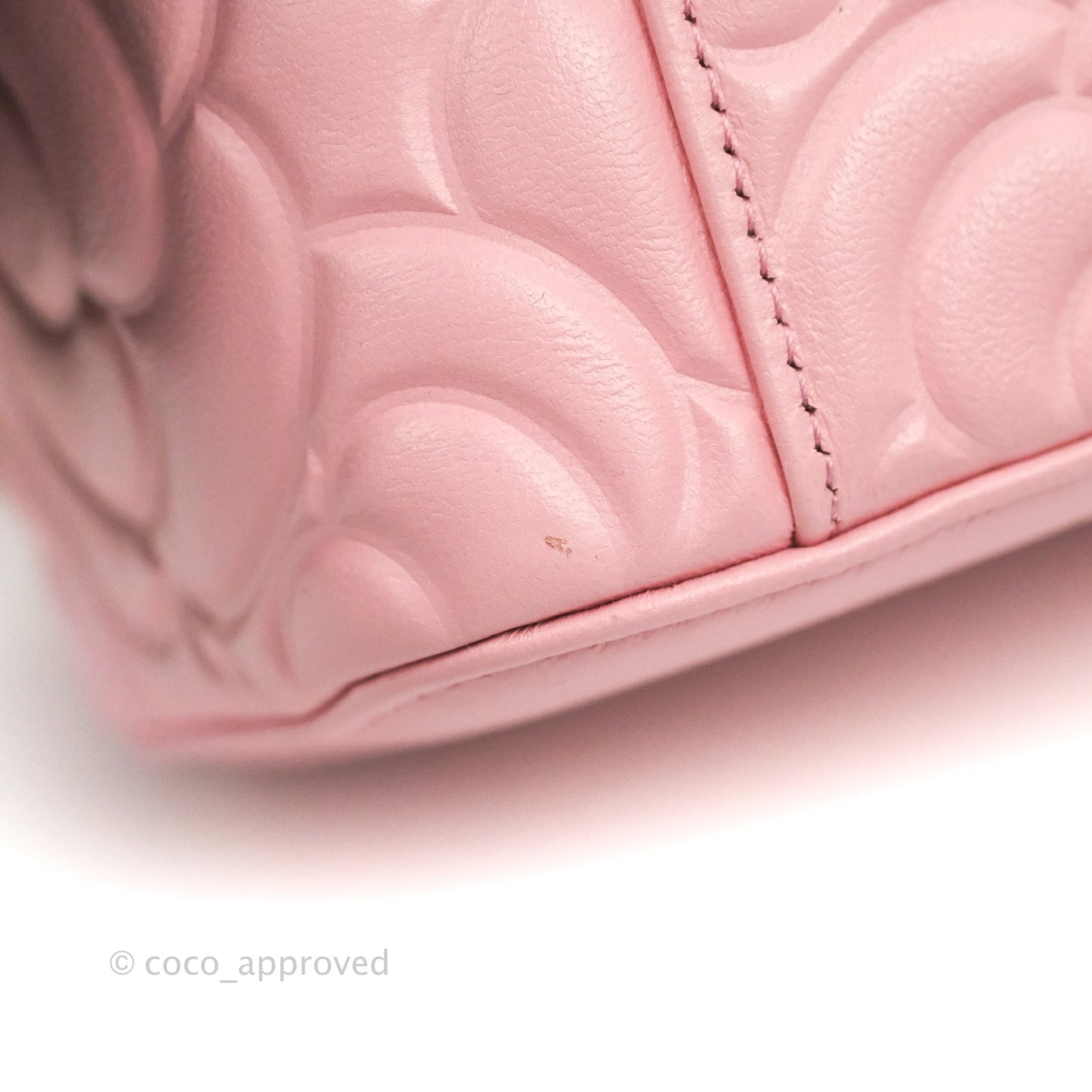 Chanel Vanity with Chain Camellia Embossed Pink Calfskin Gold Hardware