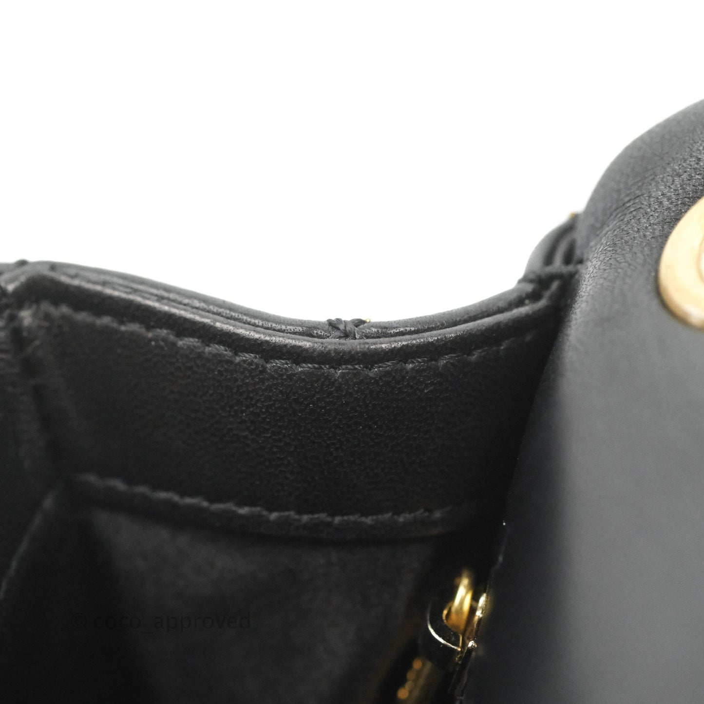 Chanel Quilted Stitched Flap Bag Lambskin Black Aged Gold Hardware 15A