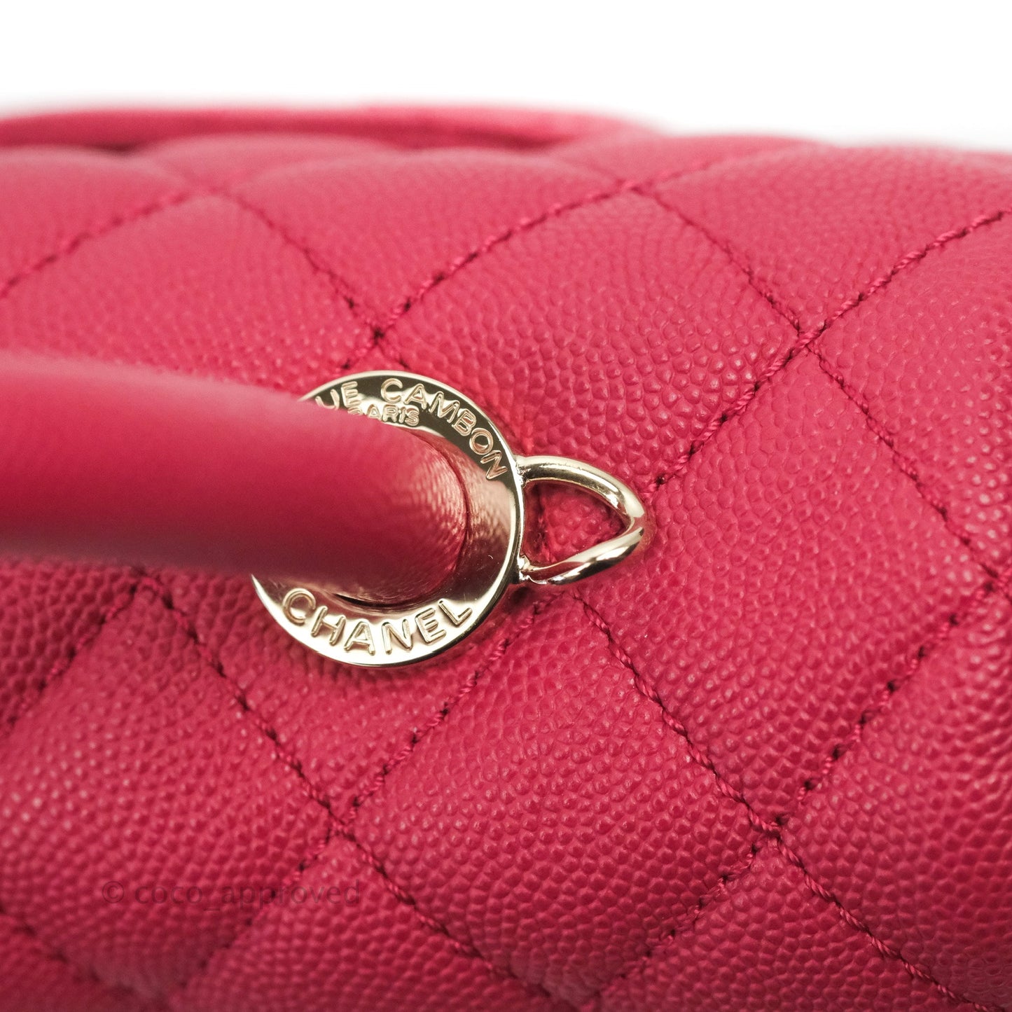 Chanel Small Coco Handle Quilted Cherry Red Caviar Gold Hardware