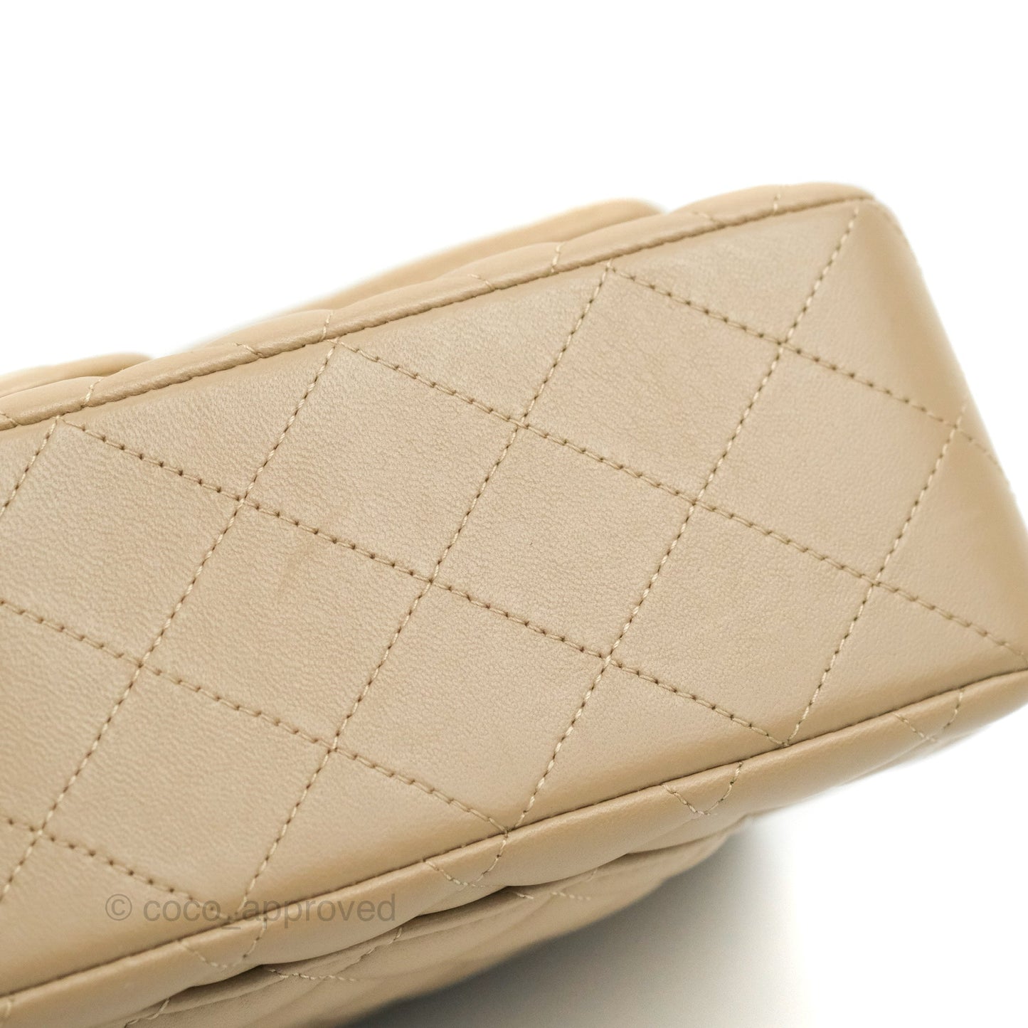 Chanel Small Classic Quilted Flap Dark Beige Lambskin Gold Hardware
