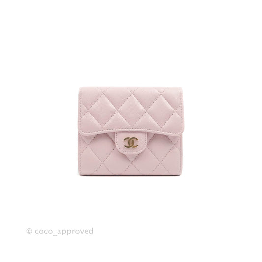 Chanel Classic Flap Wallet Pink Caviar Gold Hardware 21S