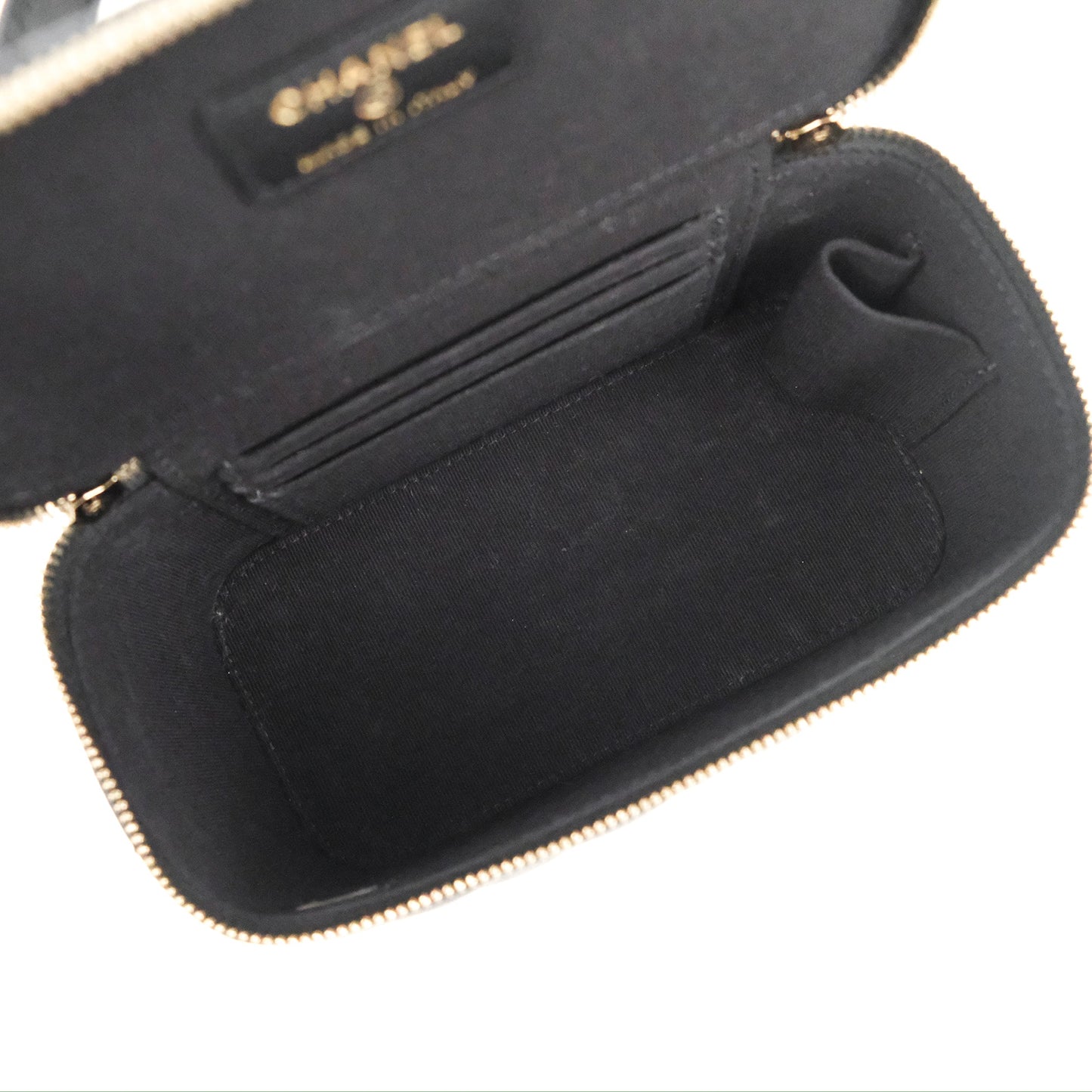 Chanel Vanity Rectangular Top Handle Black Lambskin Gold Hardware